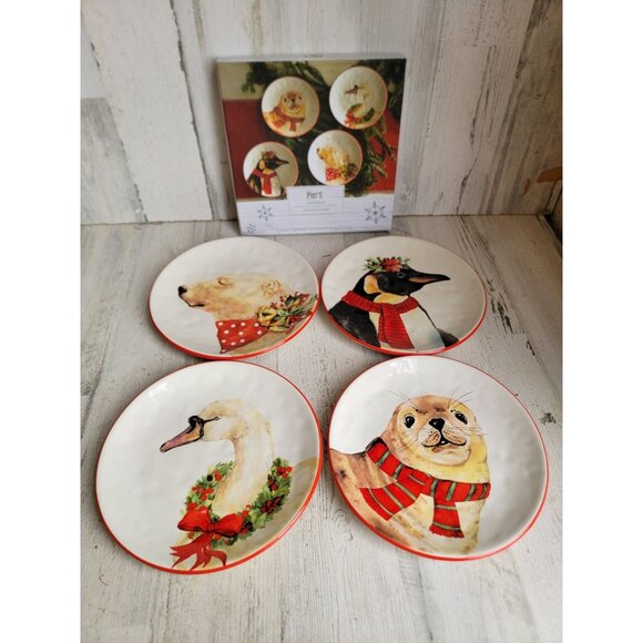 Pier 1 plate Xmas penguin seal polar bear goose set decor - Picture 1 of 7